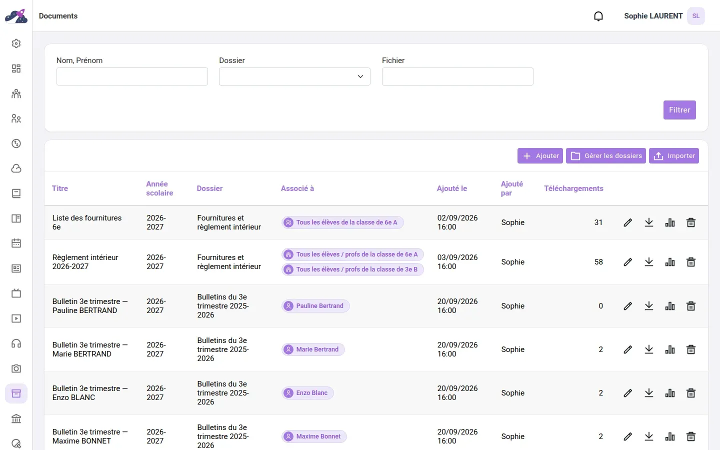 Module Documents de Nuage d'école